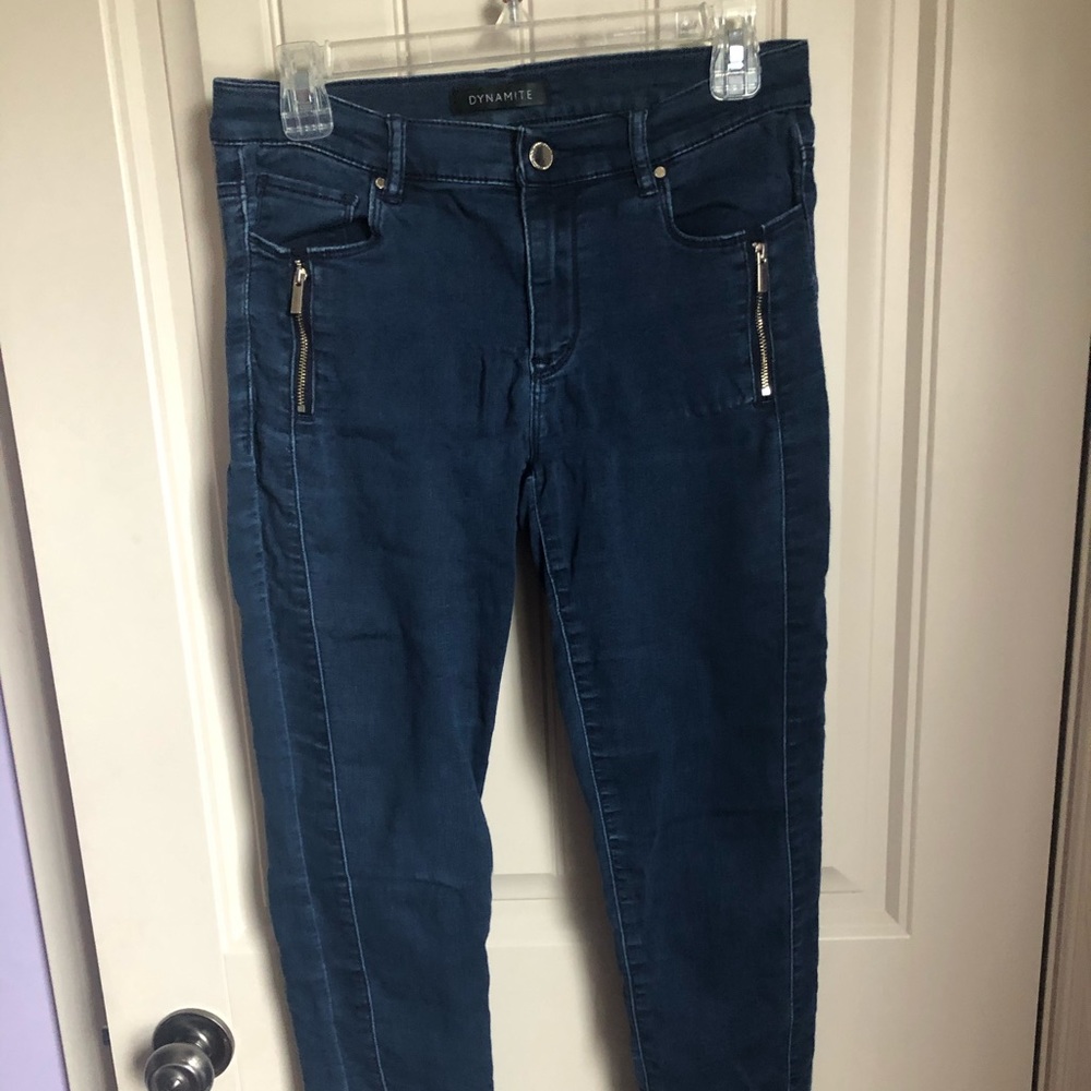 Dynamite Navy Blue Jeggings with Gold Details